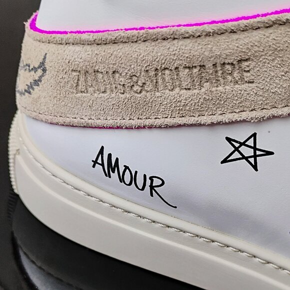 Zadig & Voltaire Women High Flash 100% Leather Sneaker with Side Zip in Paradise - Picture 6 of 16